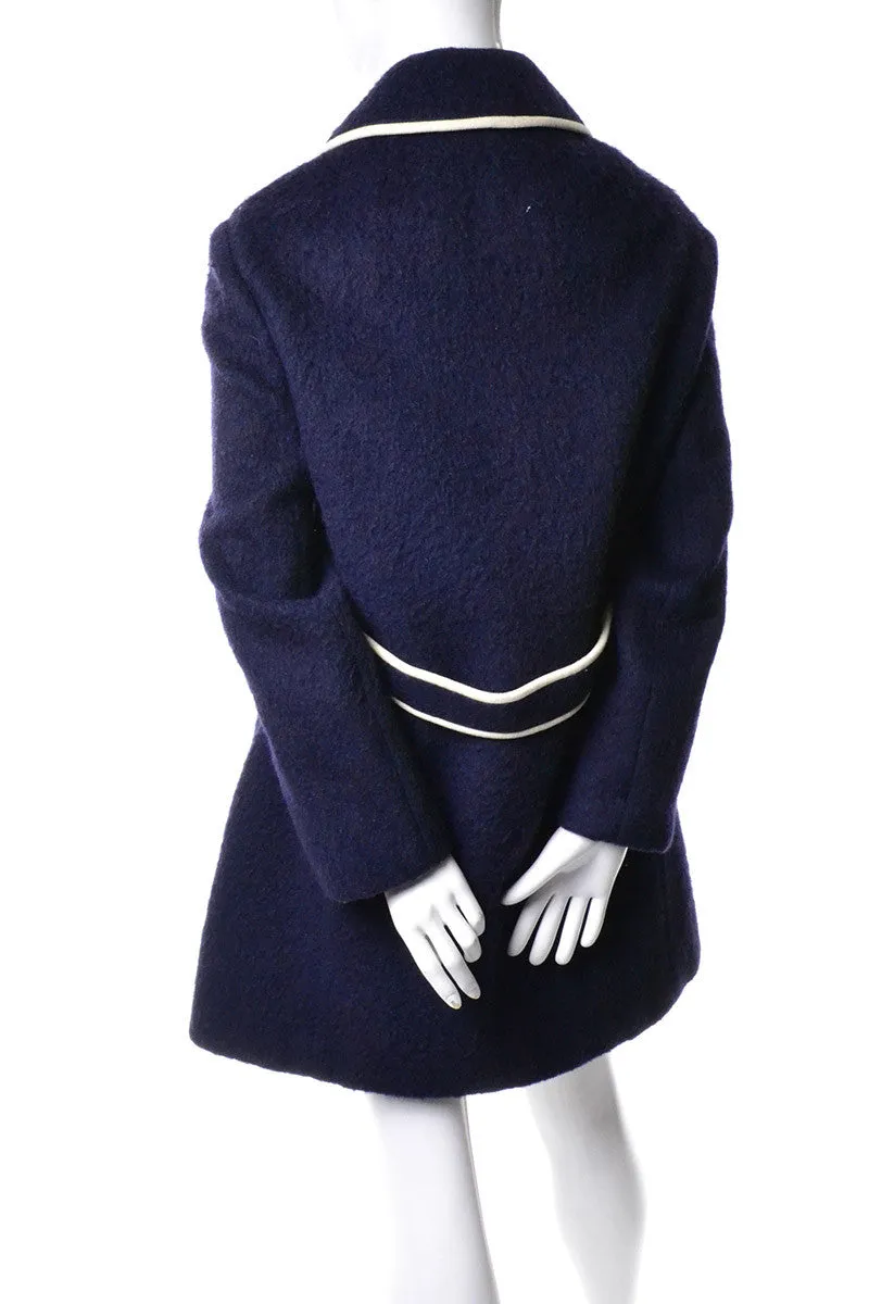 1960s I Magnin Blue and White Mohair Vintage Coat West Germany