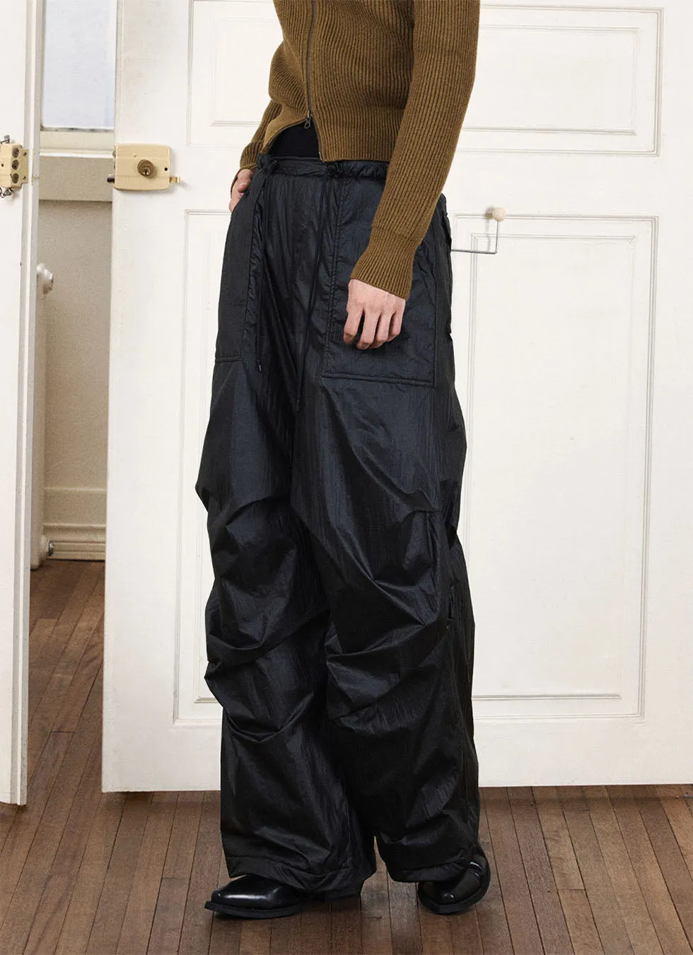 Adjustable Waistband Loose Silhouette Pants