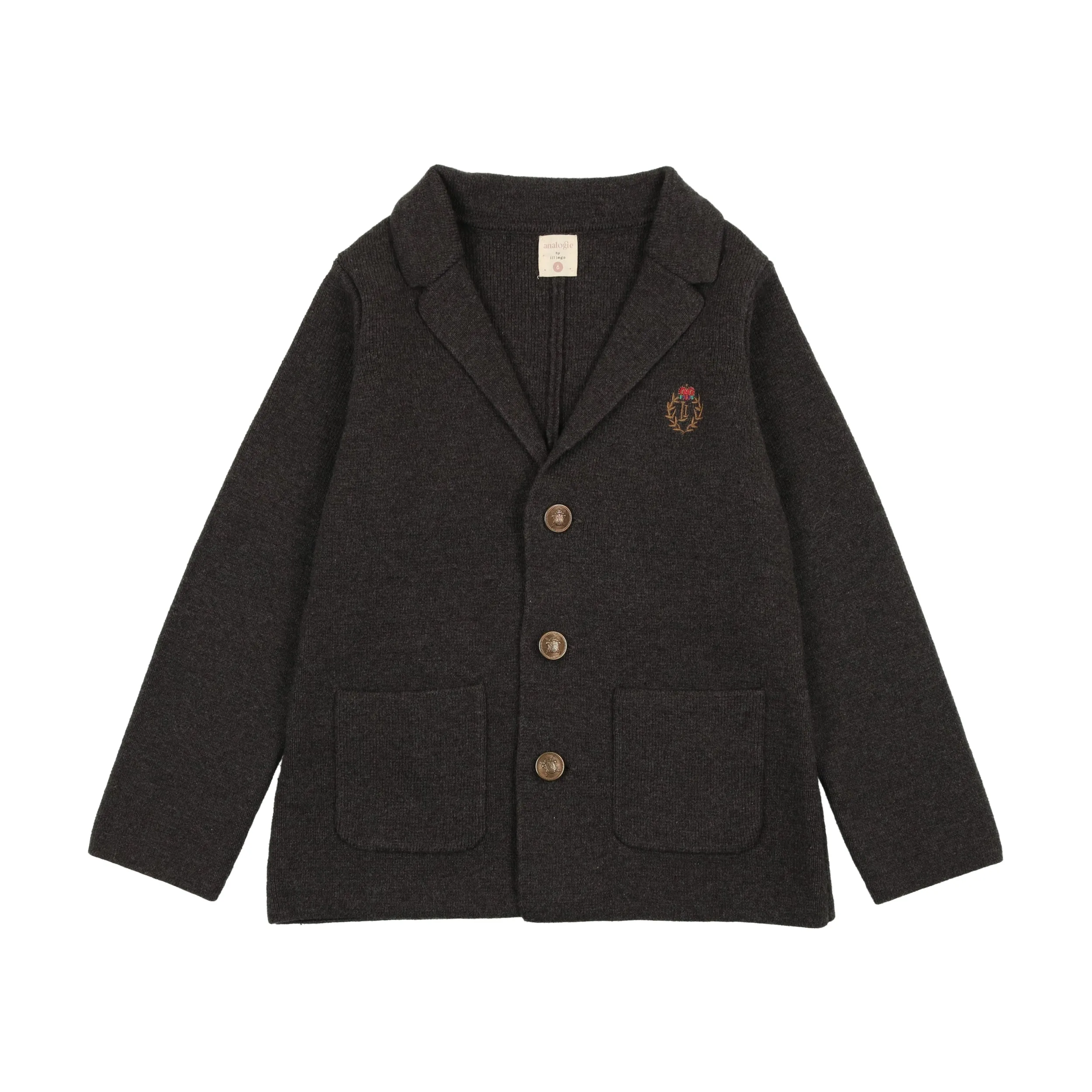 Analogie By Lil Legs Crest Knit Blazer Dark Grey