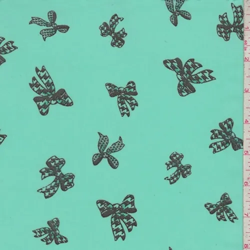 Aqua Green/Black Bow Georgette Fabric