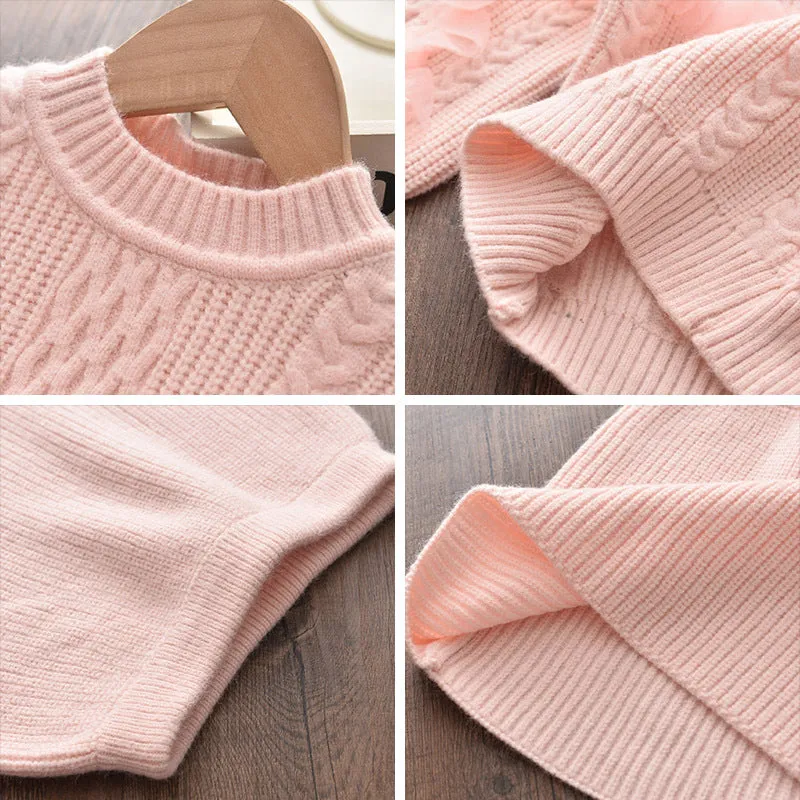 Autumn and winter new Korean girls' sweaters fashionable two-piece suits, small and medium-sized children's foreign-style sweater skirts, a consignment