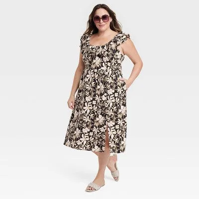 Ava & Viv Women's Ruffle Midi Empire Waist Summer Dress