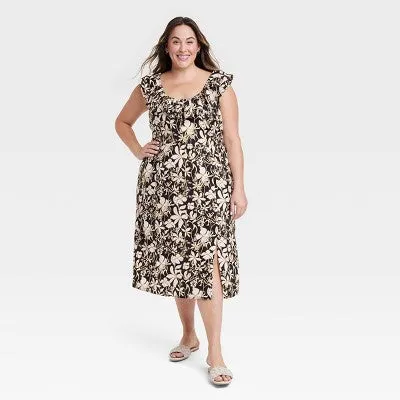 Ava & Viv Women's Ruffle Midi Empire Waist Summer Dress