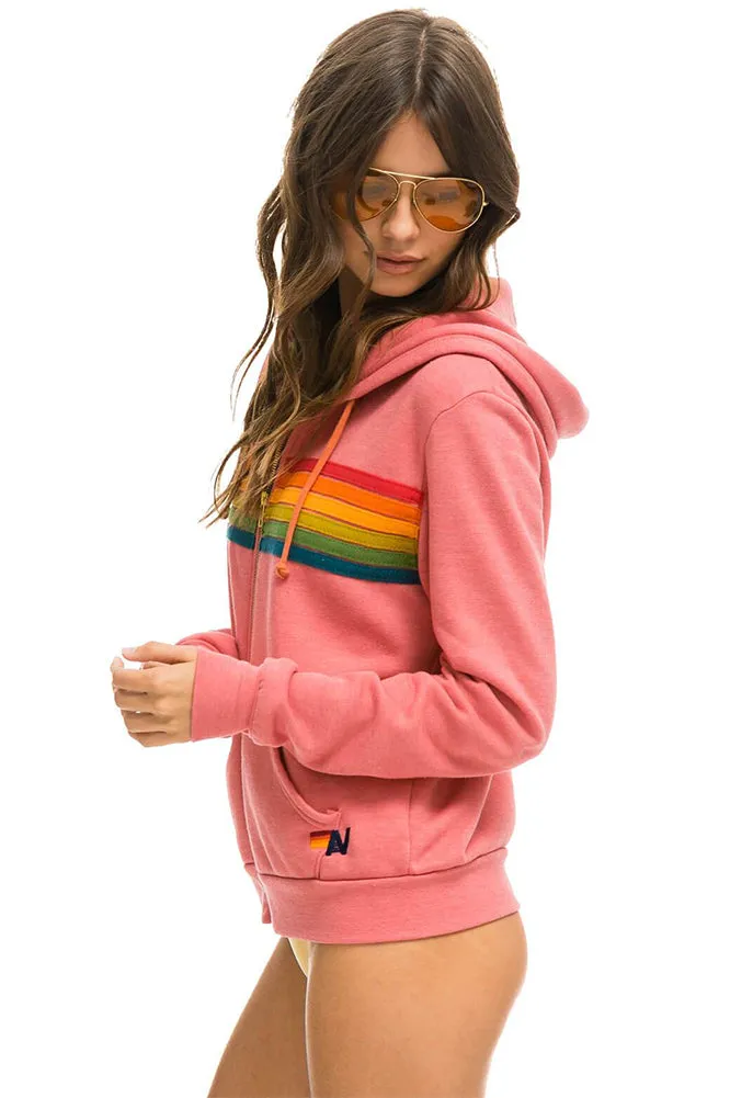 Aviator Nation 6 Stripe Zip Hoodie in Pink / Serape Rainbow