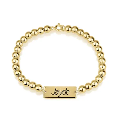 Bar Bead Bracelet 24k Gold Plated