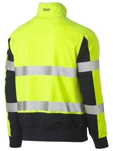 Bisley Taped Hi Vis Stretchy Fleece Zip Pullover BK6817T