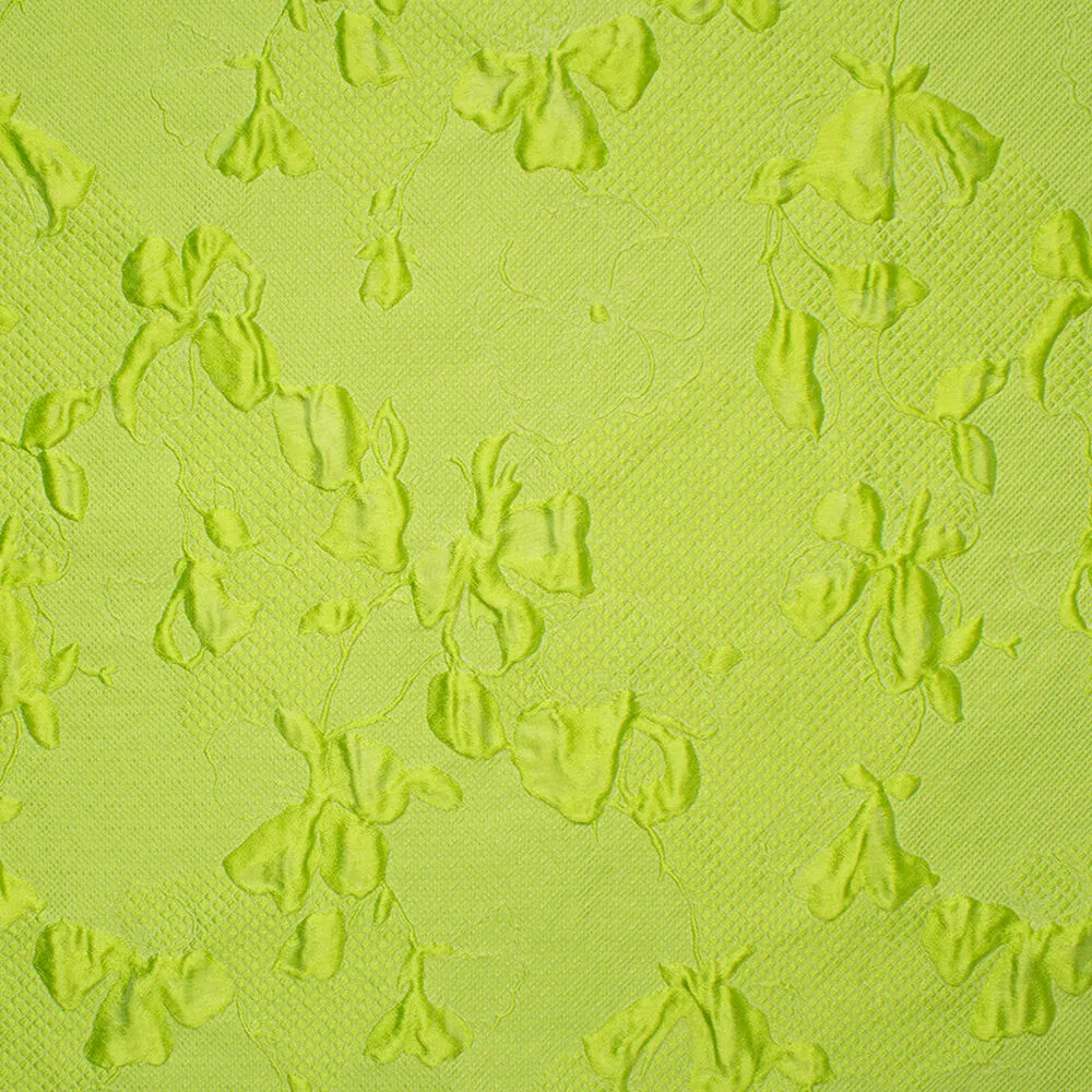 Bright Apple Green Floral Cloqué