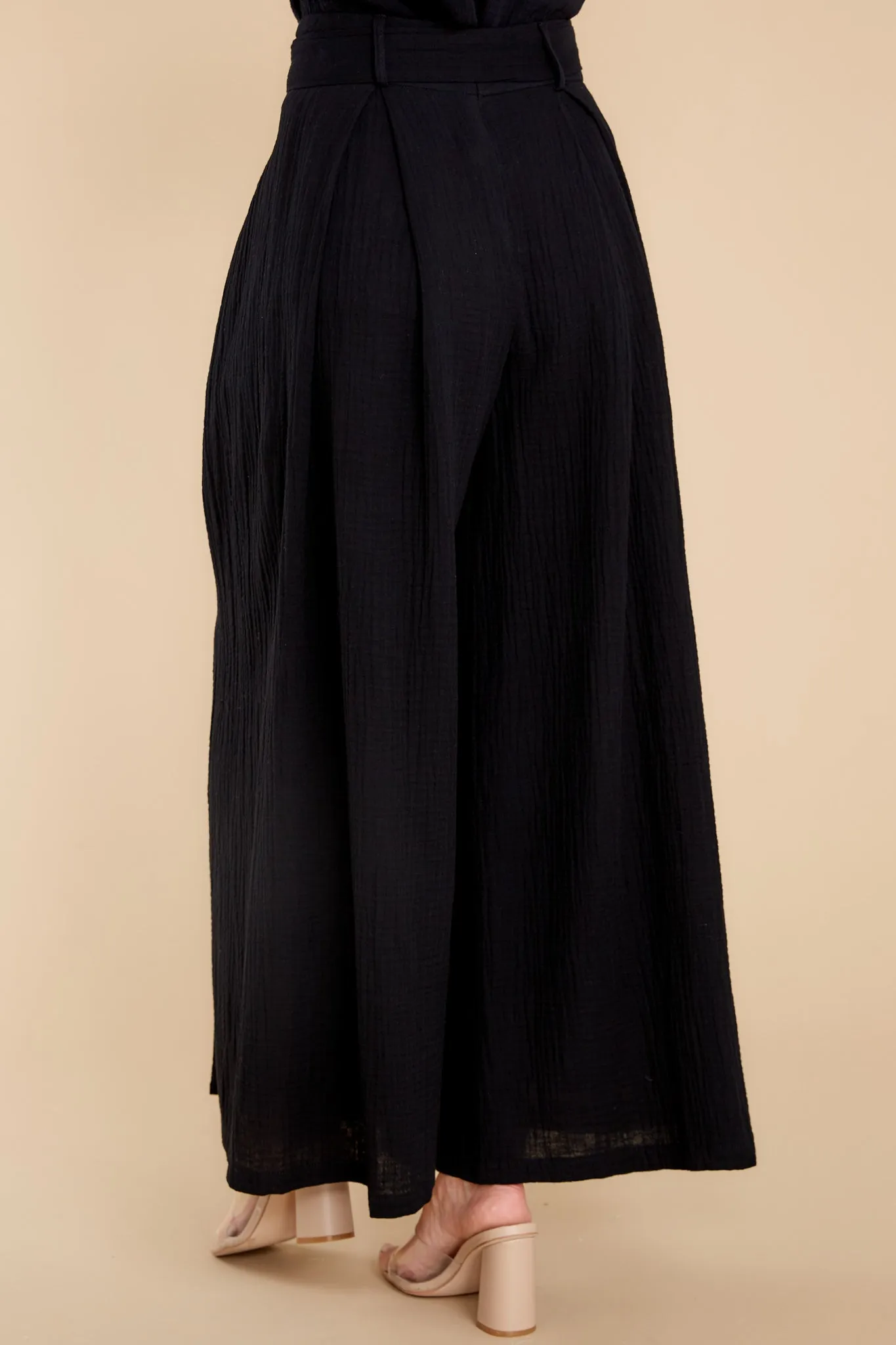 Bring The Charm Black Split Front Pants