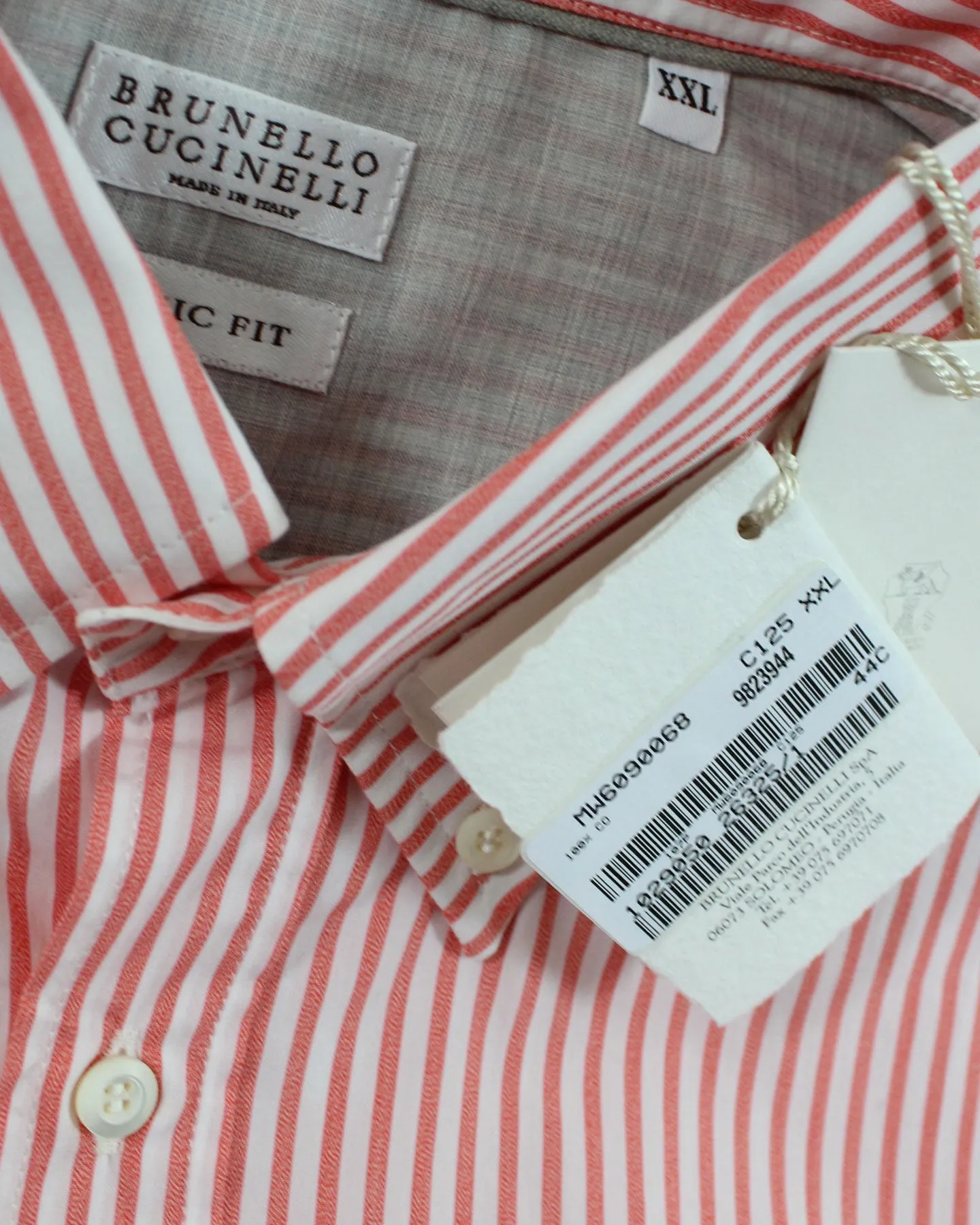 Brunello Cucinelli Button-Down Shirt White Red XXL REDUCED - SALE