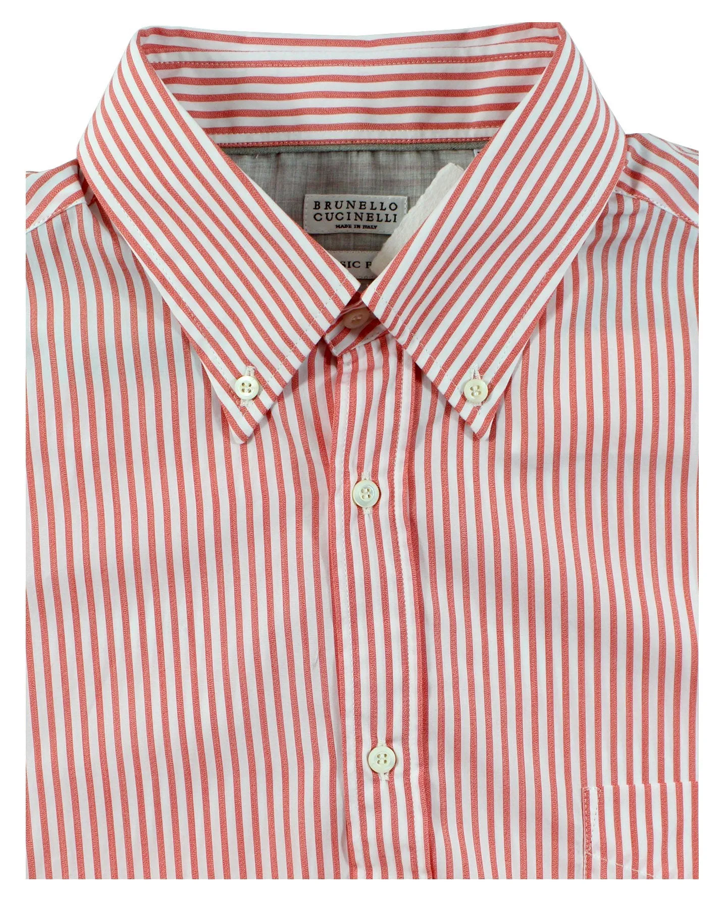 Brunello Cucinelli Button-Down Shirt White Red XXL REDUCED - SALE