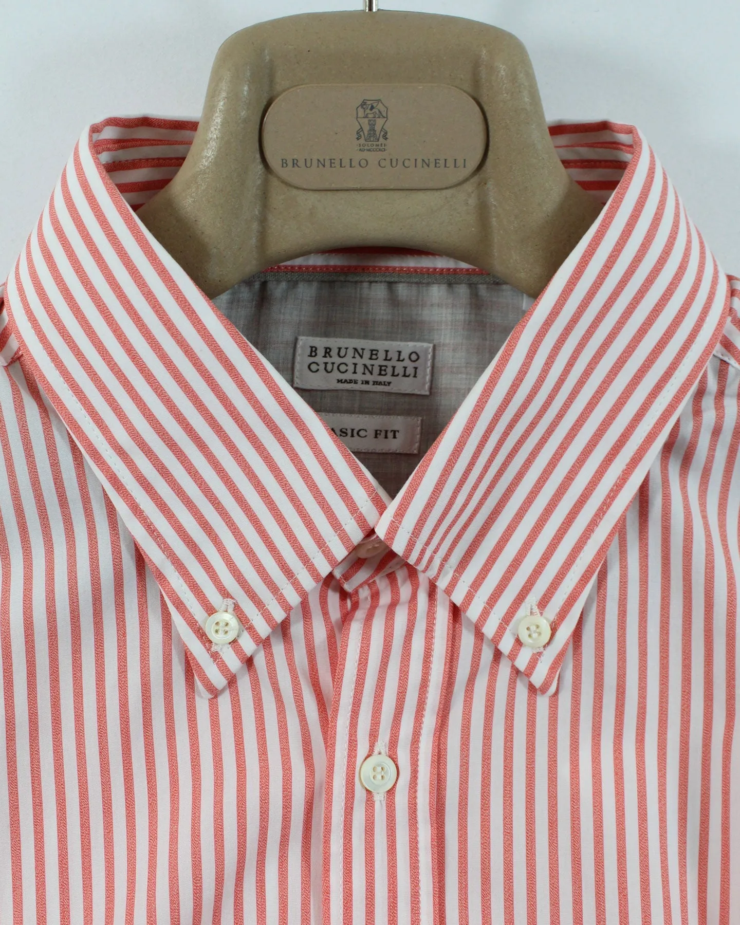 Brunello Cucinelli Button-Down Shirt White Red XXL REDUCED - SALE