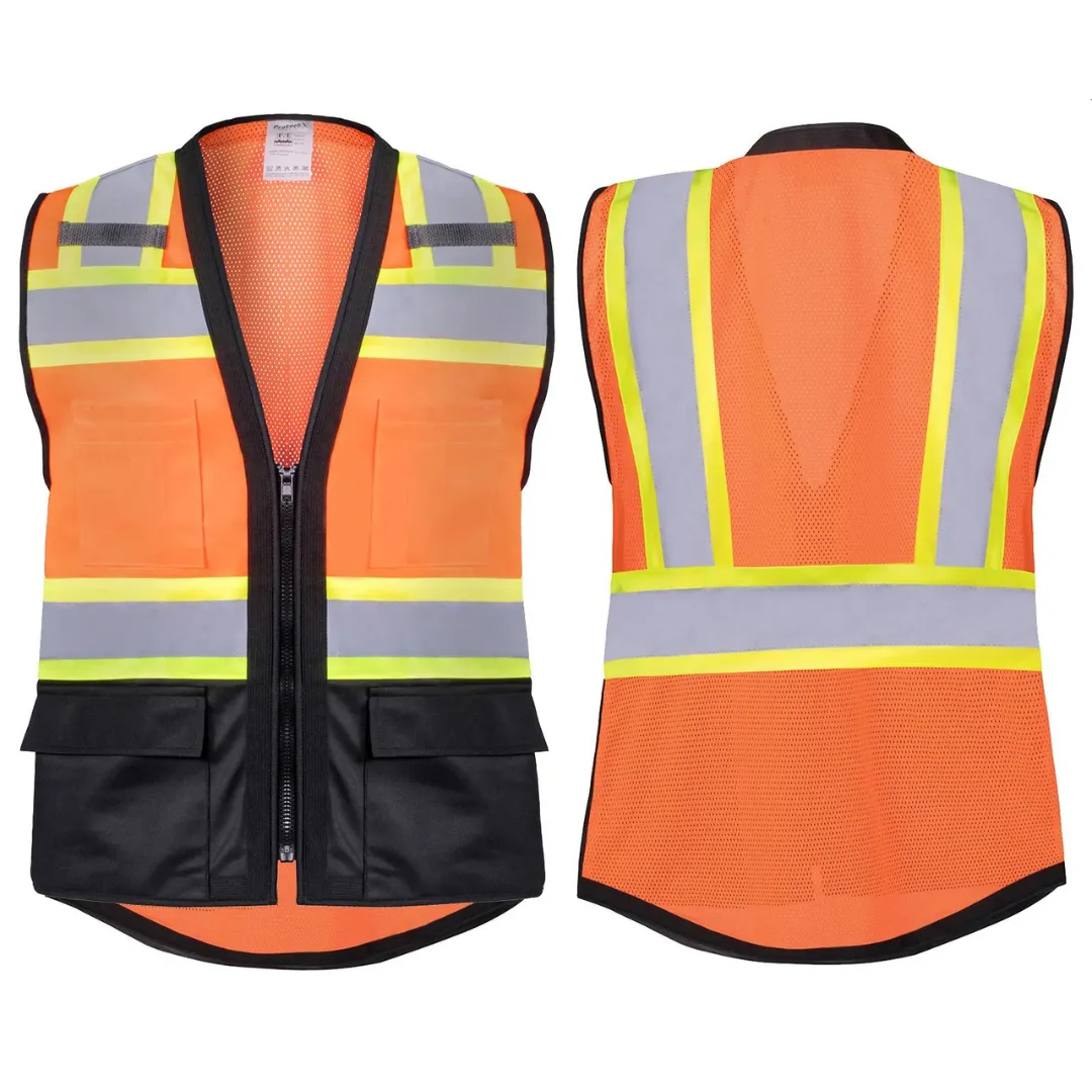 Class 2 Hi-Visibility Orange All Solid Fabric With 6 Pockets