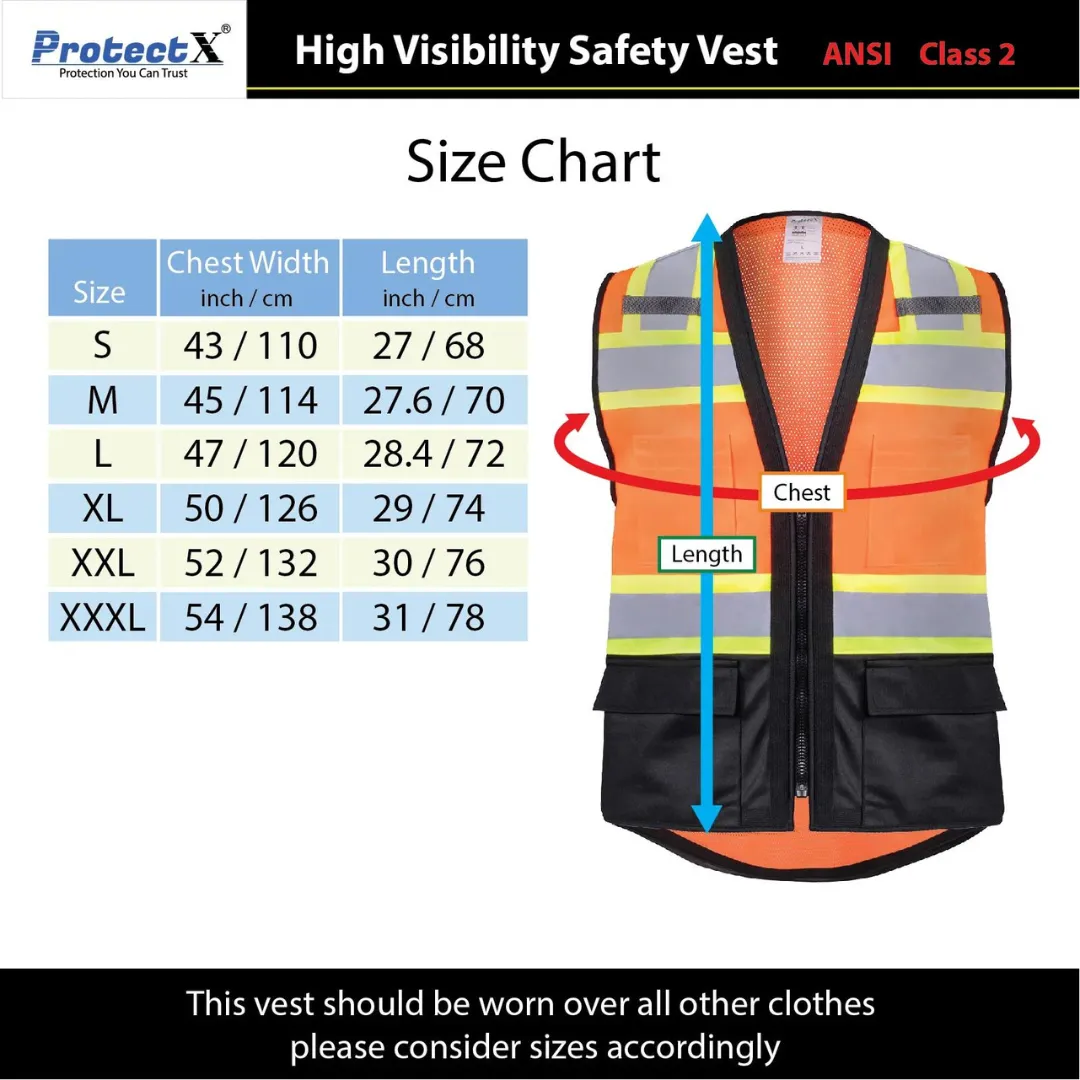 Class 2 Hi-Visibility Orange All Solid Fabric With 6 Pockets