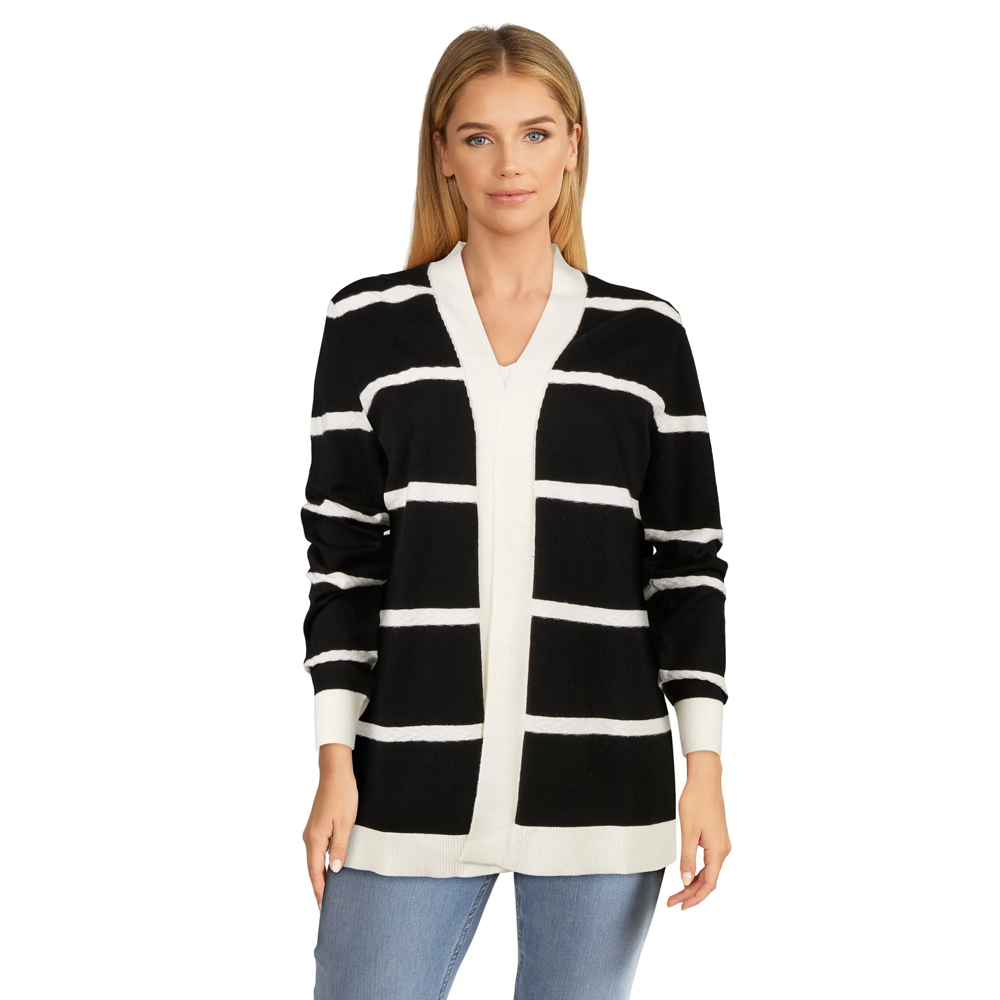 Classic Editions Women's Stripe Knit Cardigan