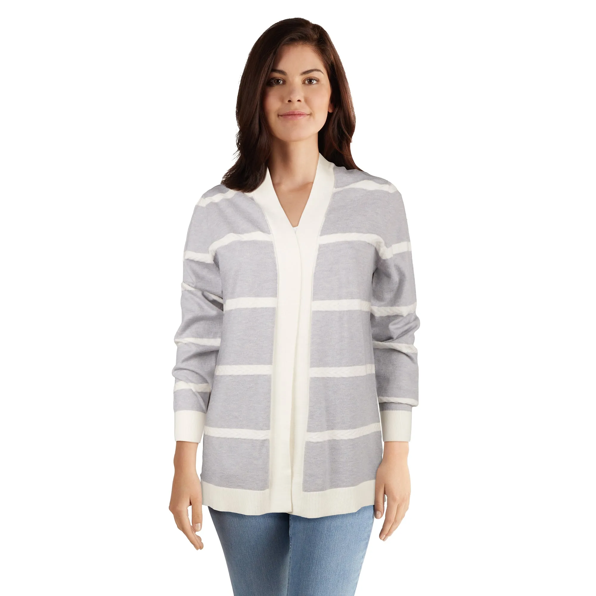 Classic Editions Women's Stripe Knit Cardigan