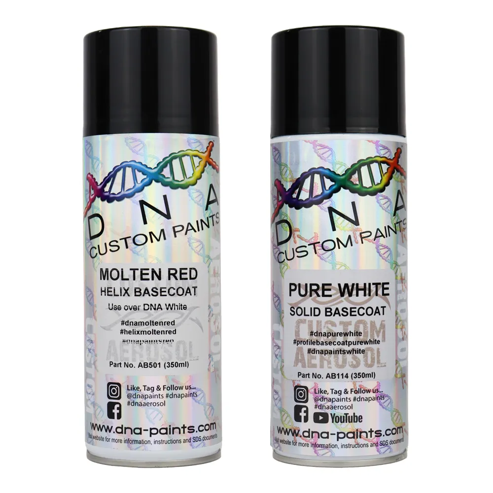 DNA PAINTS Helix Basecoat Spray Paint 350ml Aerosol Molten Red with Undercoat