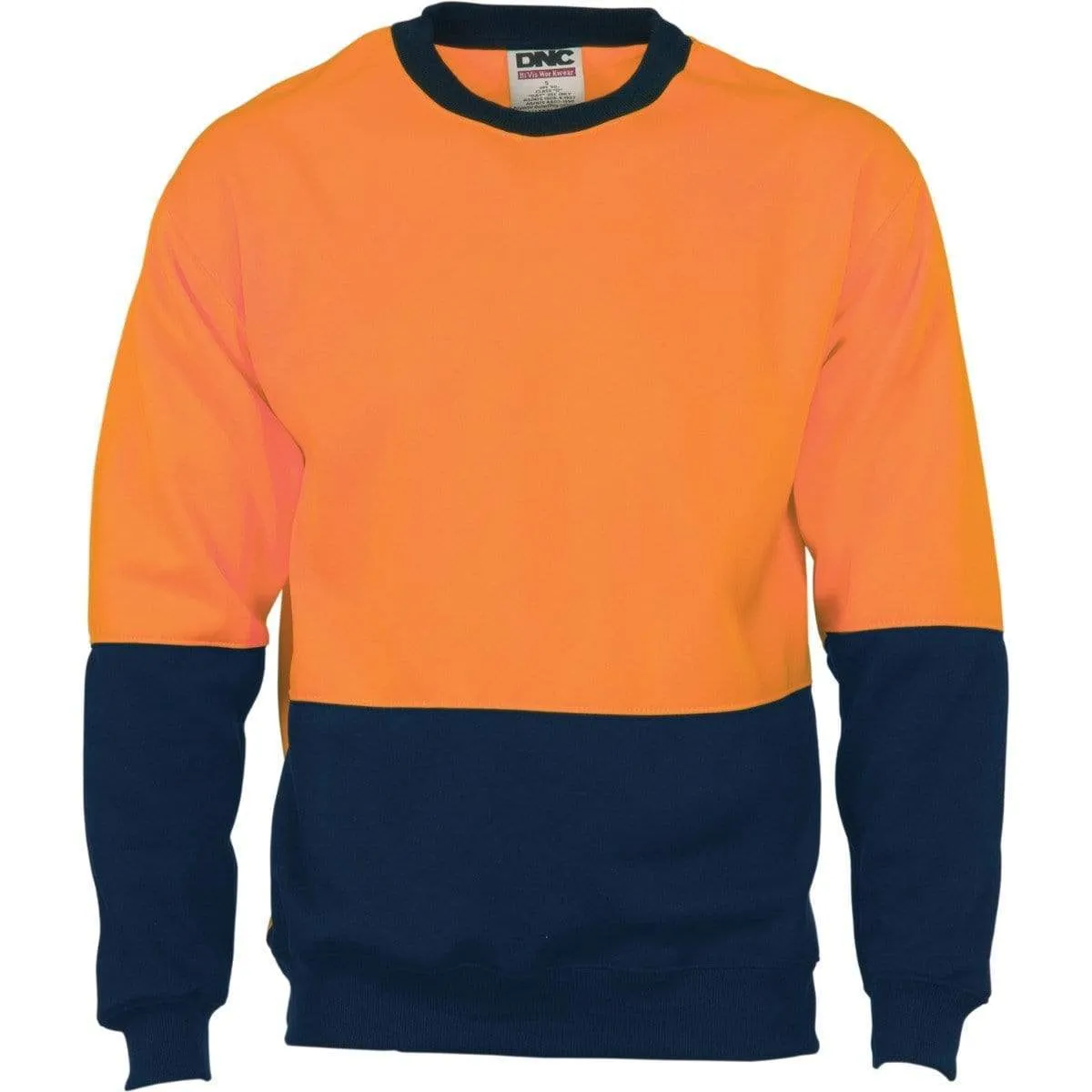 Dnc Workwear Hi-vis Two-tone Fleecy Crew-neck Sweatshirt (Sloppy Joe) - 3821