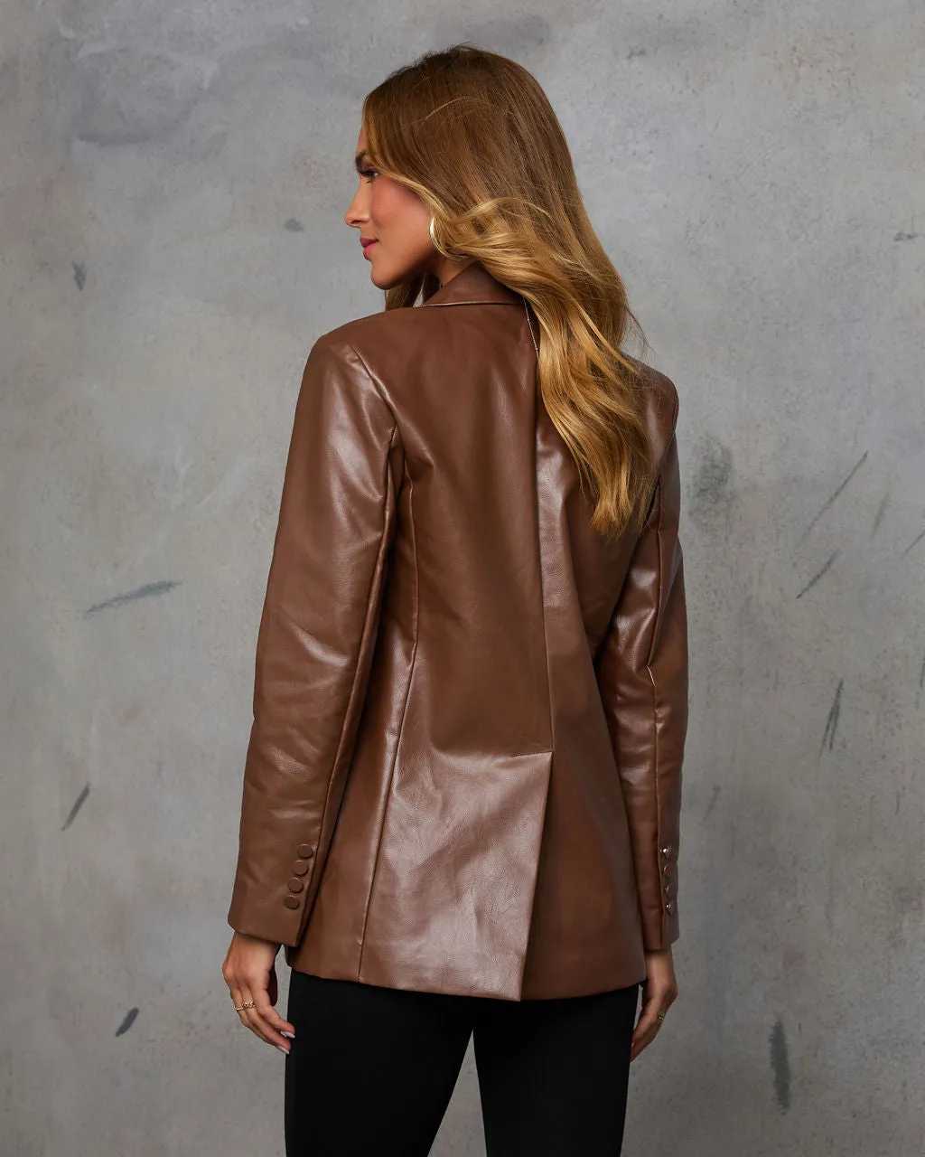 Edgy Feeling Faux Leather Blazer