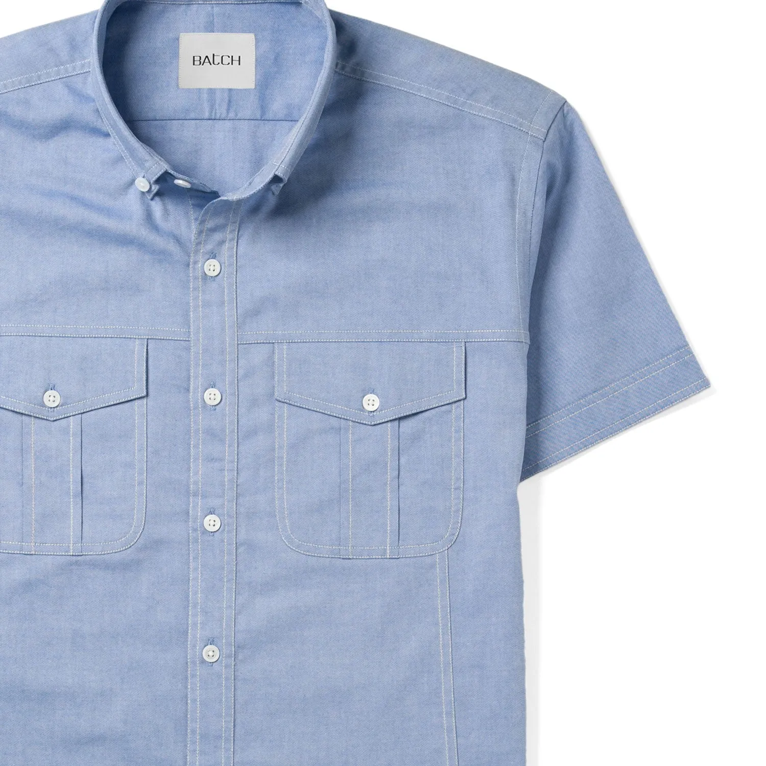 Editor Short Sleeve Utility Shirt – Classic Blue Oxford