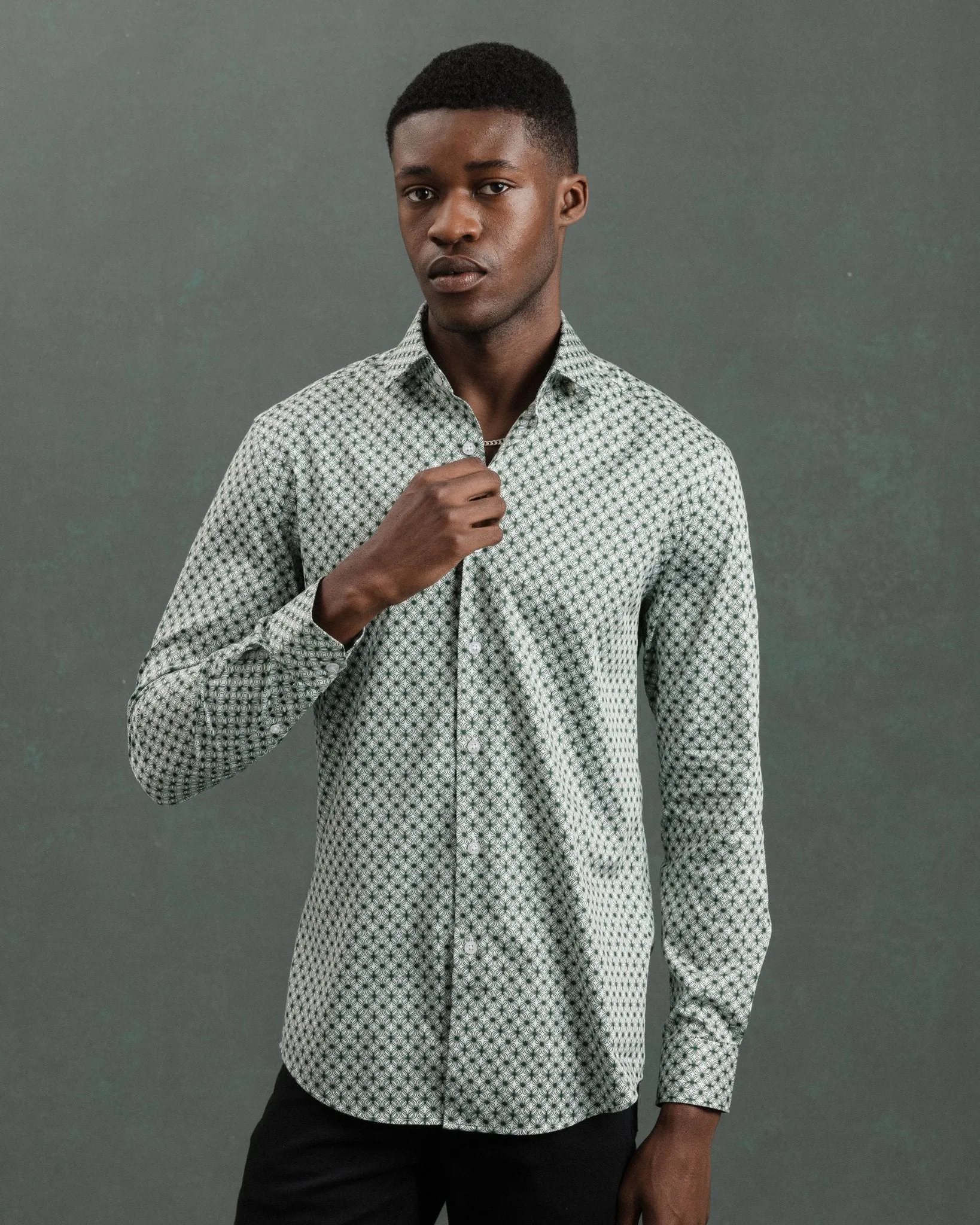 Emerald Wavy Geo Shirt