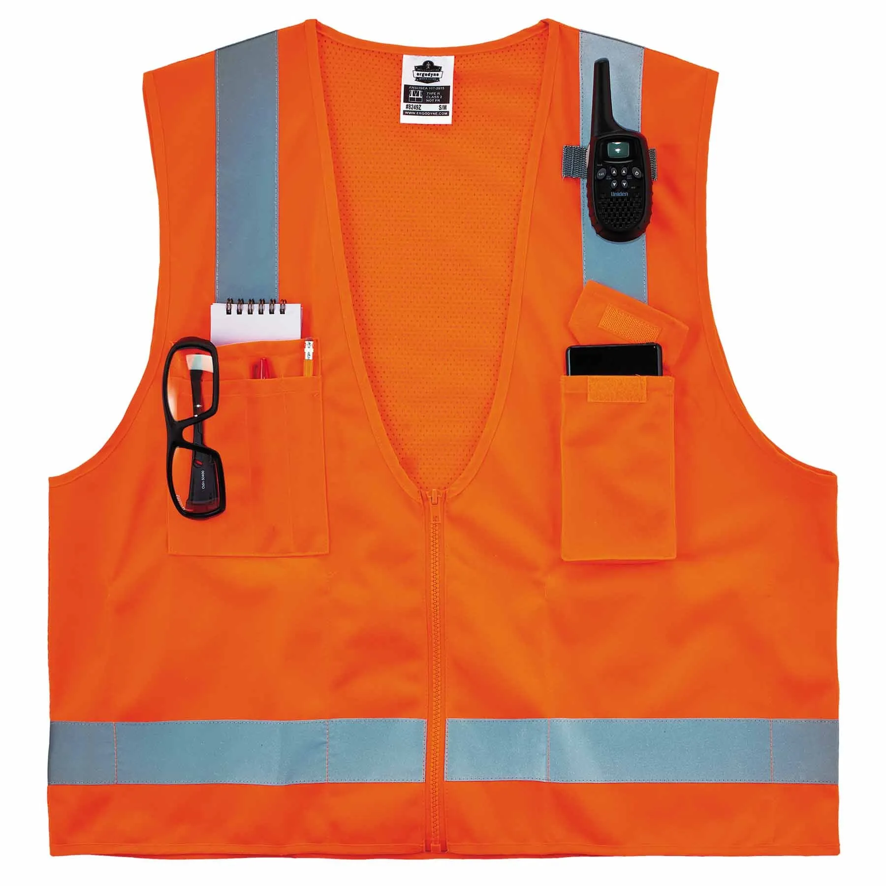 Ergodyne 24512 8249Z-S S Orange Class 2 Economy Surveyors Vest - Single Size