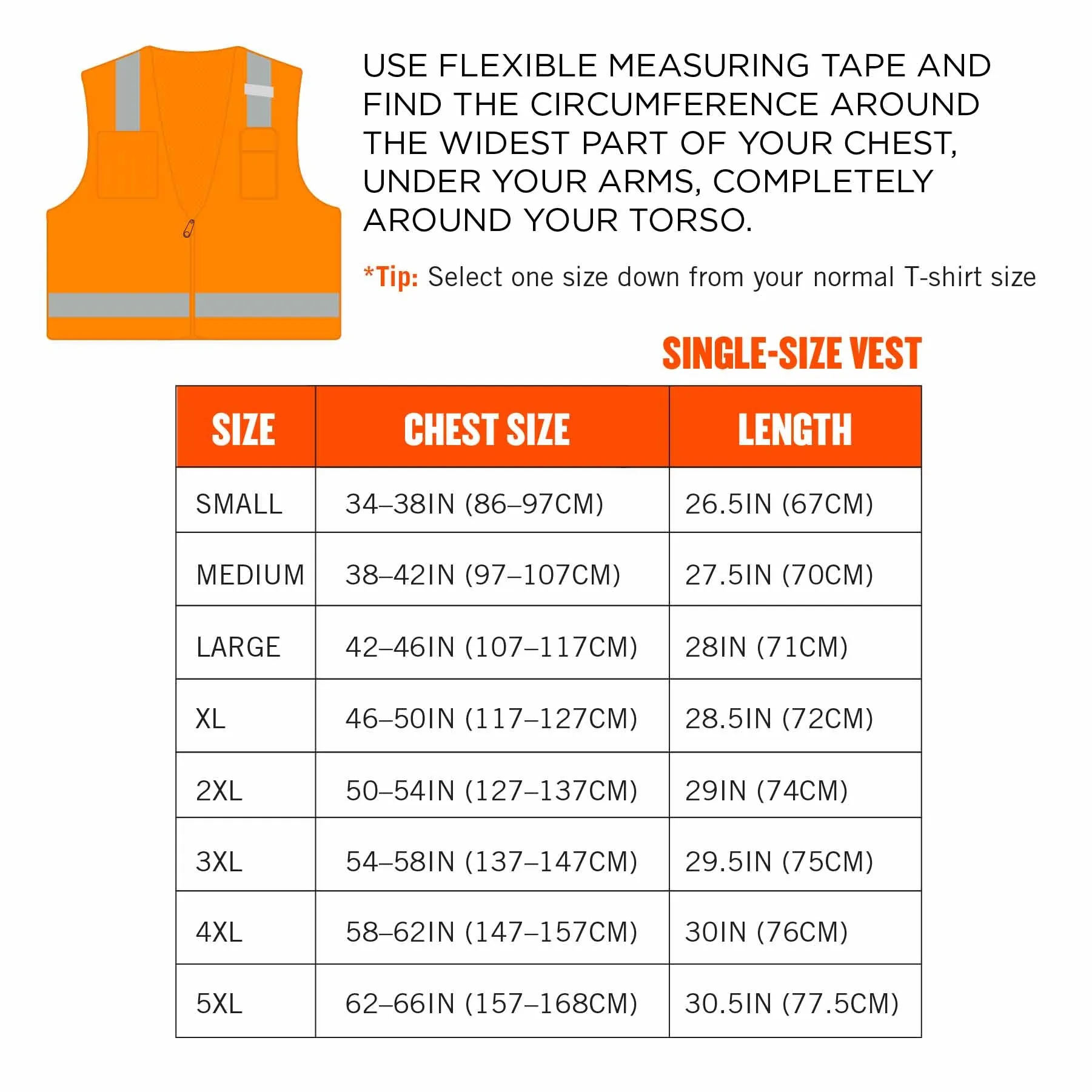 Ergodyne 24512 8249Z-S S Orange Class 2 Economy Surveyors Vest - Single Size