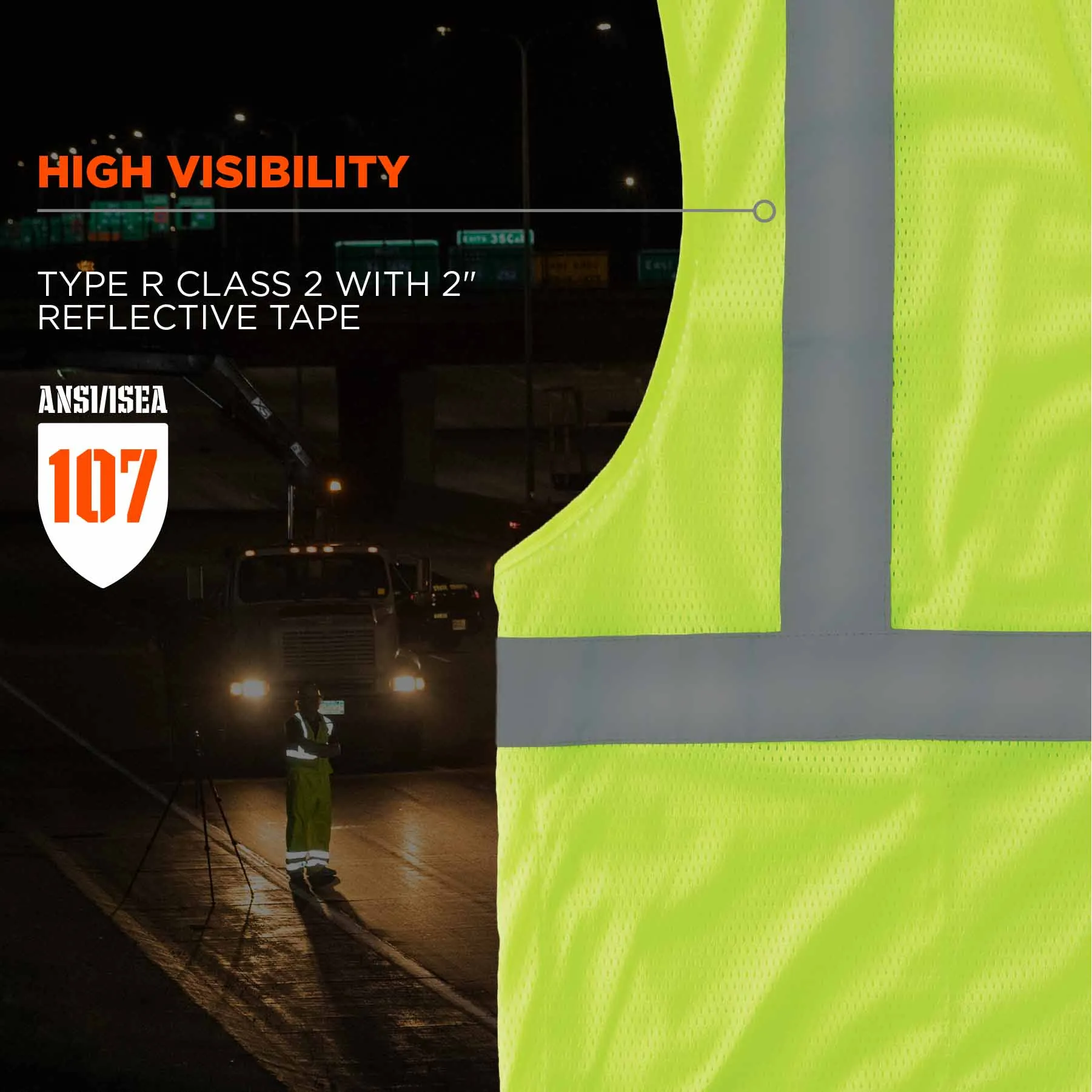 Ergodyne 24527 8210HL-S 3XL Lime Class 2 Economy Mesh Vest - Single Size