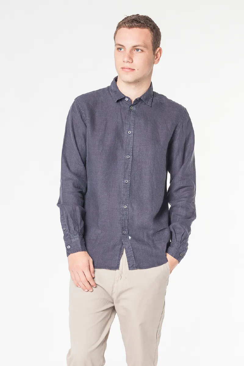 Essential Linen L/S Shirt - Ink