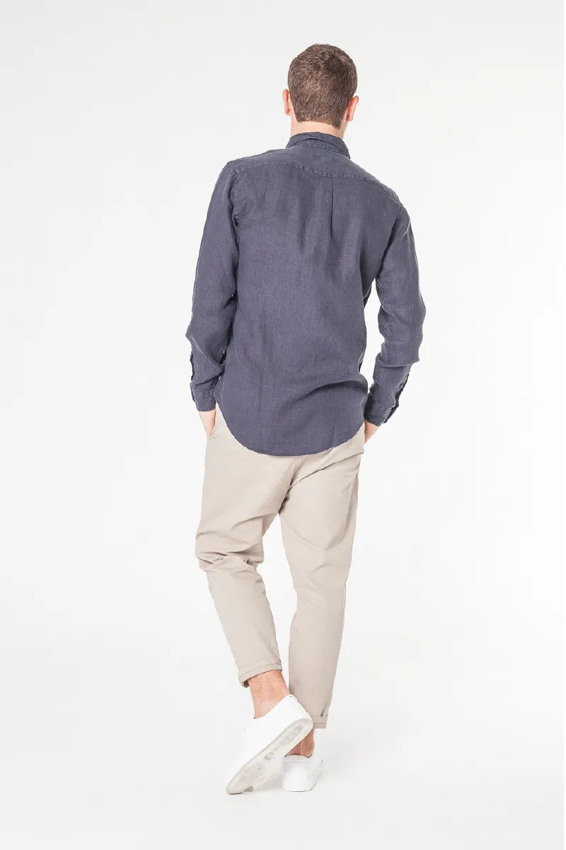 Essential Linen L/S Shirt - Ink