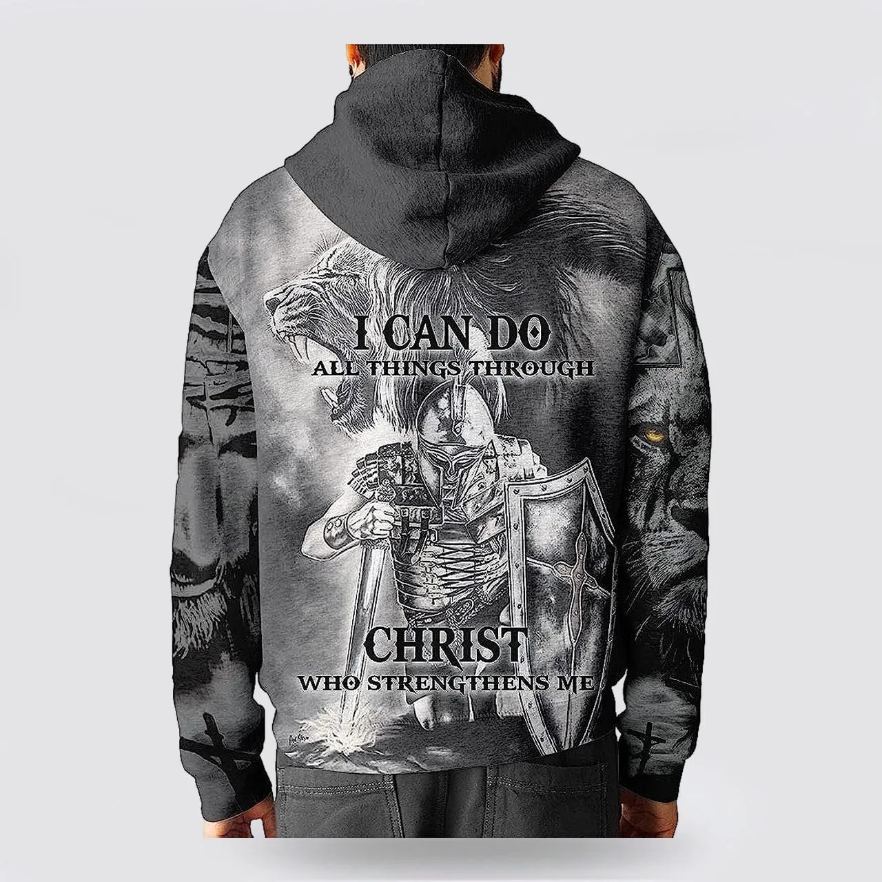 I Can Do All Things Through Christ The Warrior Of Christ Lion 3d Hoodies For Women Men - Christian Apparel Hoodies