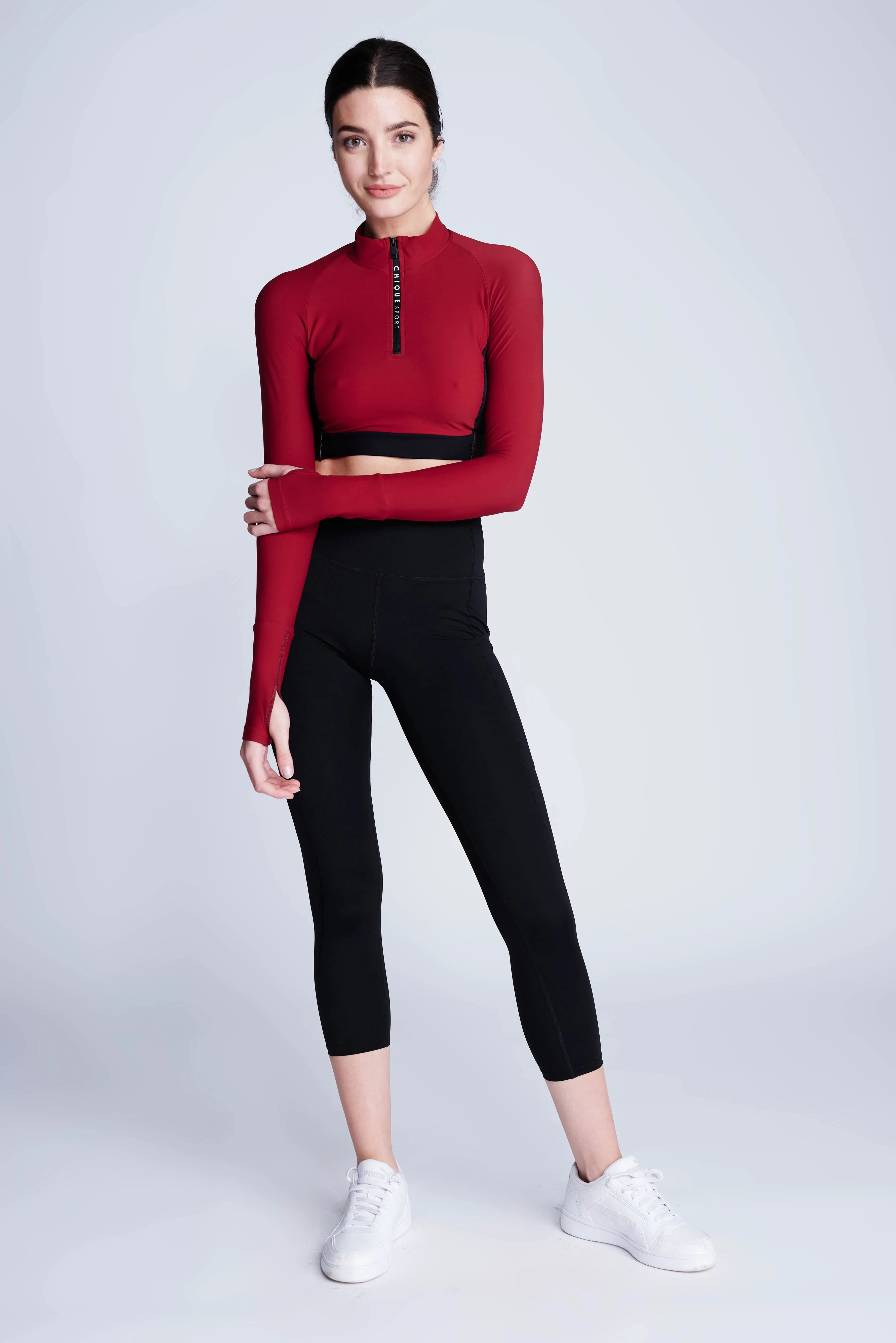 Ignite Long-Sleeve Crop Top in Spice