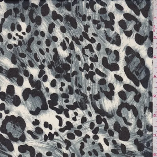 Ivory/Slate/Black Jaguar Georgette Fabric