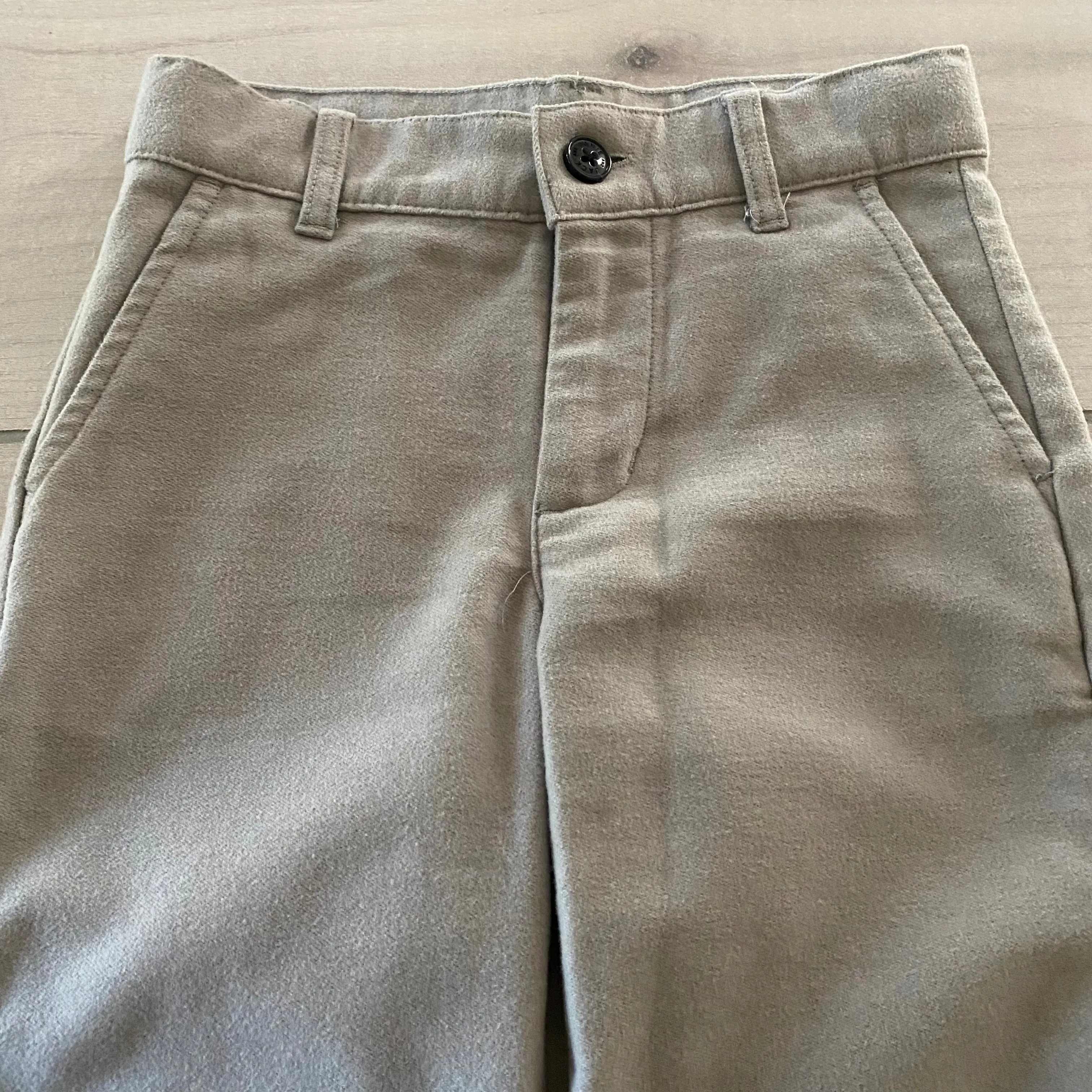 Janie & Jack Gray Cotton Interior Button Tab Pants