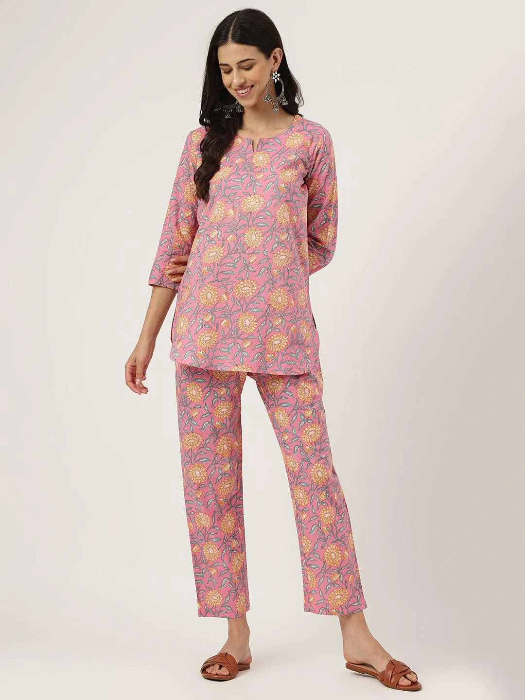 Jashvi Dark Pink Printed Loungewear/Nightwear