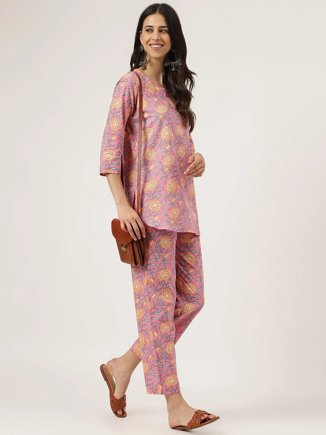 Jashvi Dark Pink Printed Loungewear/Nightwear