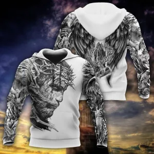 Jesus Christ With Wings Tattoo Hoodie Men & Women Christian Hoodie 3D Printed Hoodie