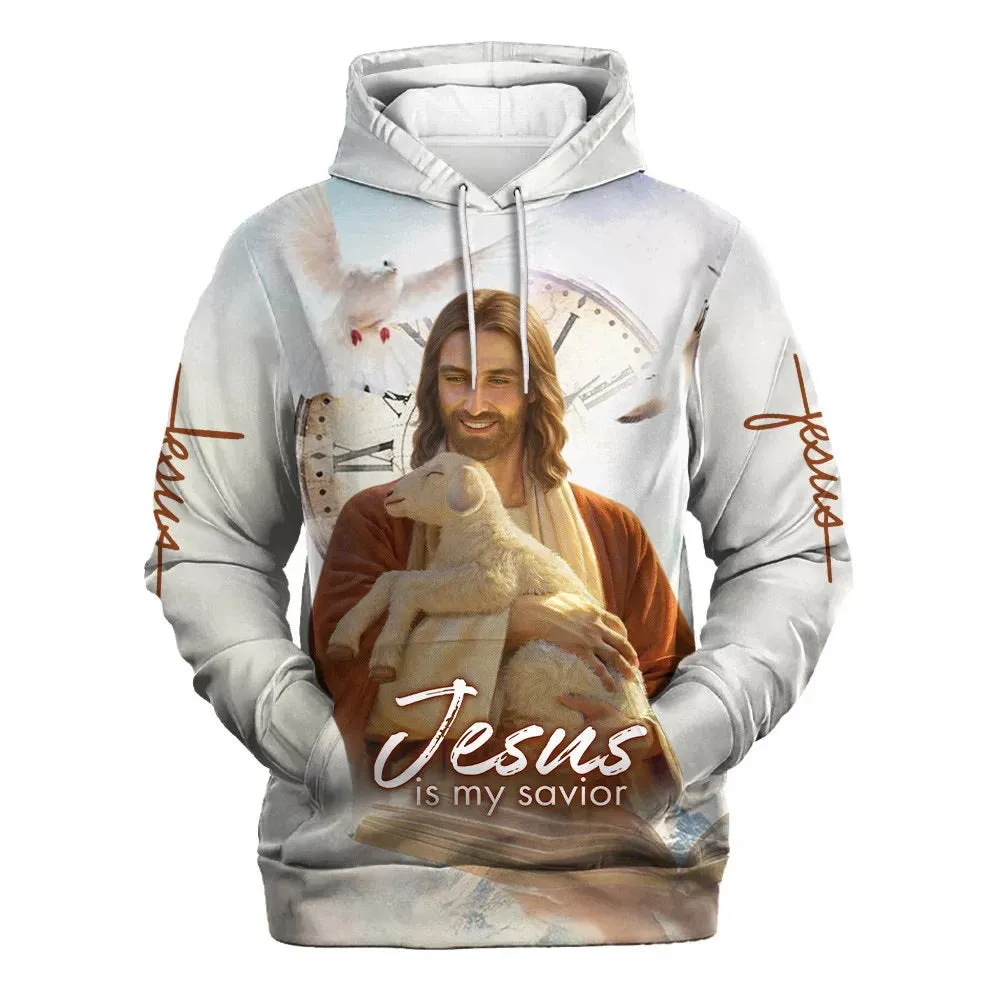 Jesus Holding Lamb Hoodie Jesus Is My Savior Hoodies Jesus Hoodie Men & Women Christian Hoodie 3D Printed Hoodie