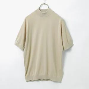 JOHN SMEDLEY / Sea Island Cotton 30 Gauge Mock Neck Knit