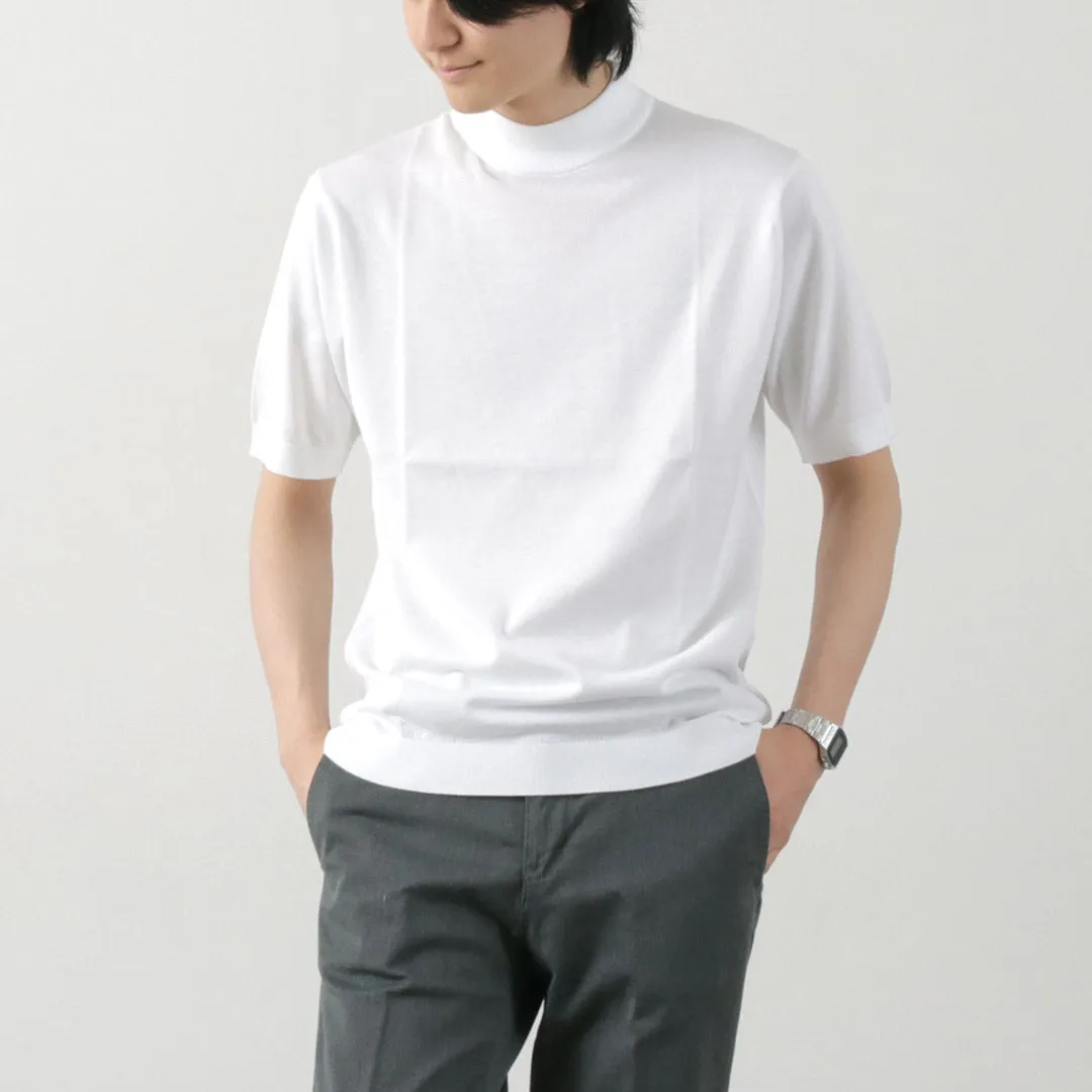 JOHN SMEDLEY / Sea Island Cotton 30 Gauge Mock Neck Knit