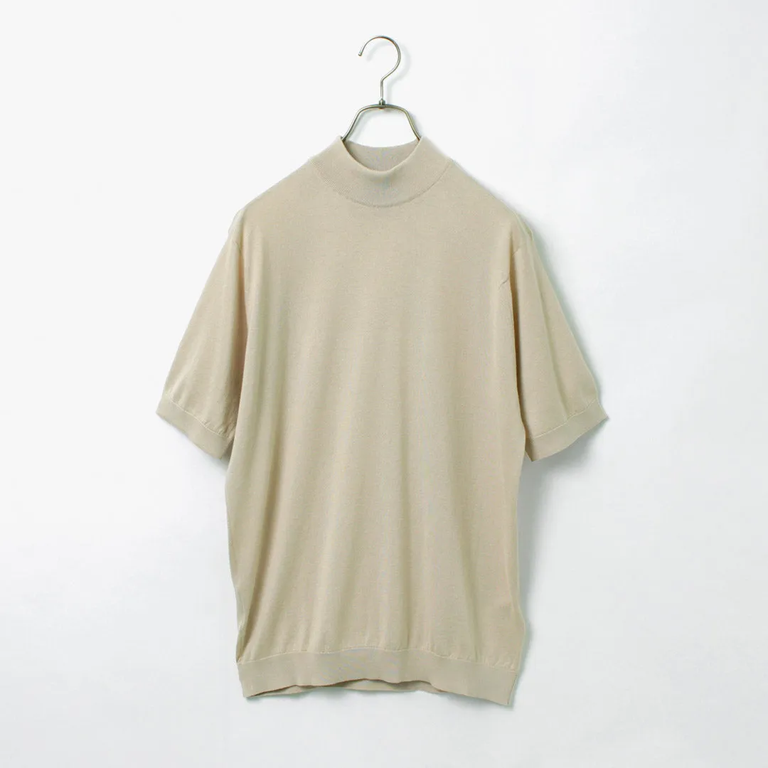 JOHN SMEDLEY / Sea Island Cotton 30 Gauge Mock Neck Knit