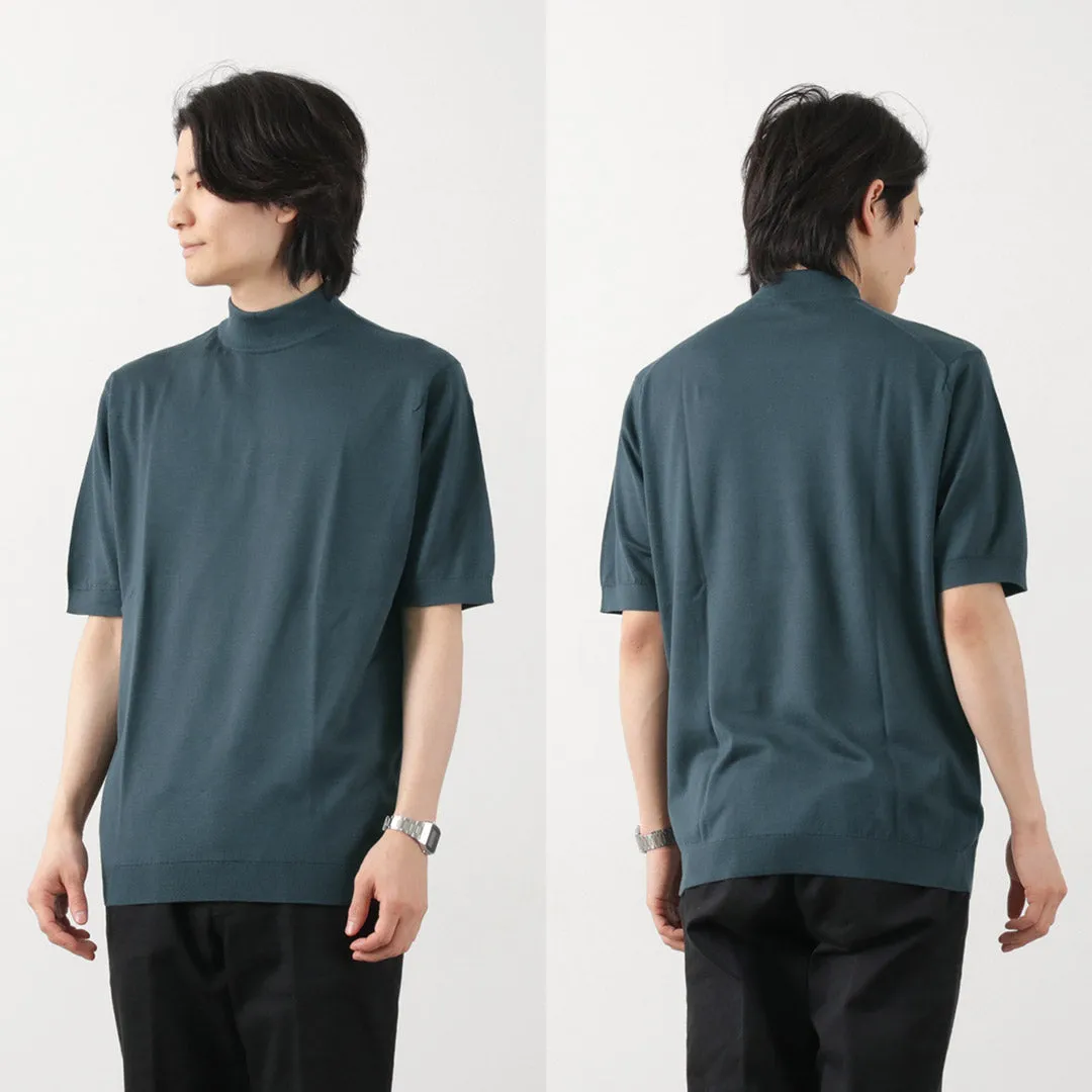 JOHN SMEDLEY / Sea Island Cotton 30 Gauge Mock Neck Knit