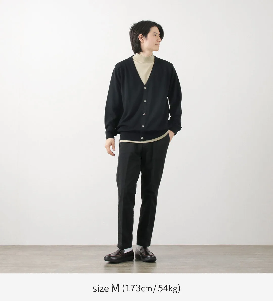 JOHN SMEDLEY / Sea Island Cotton 30 Gauge Mock Neck Knit