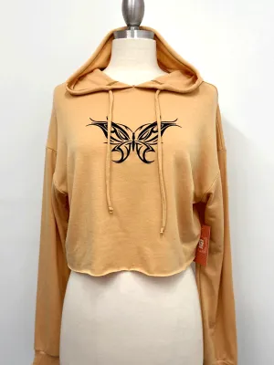 Jr Crop Long Sleeve Hoody - Tribal Butterfly