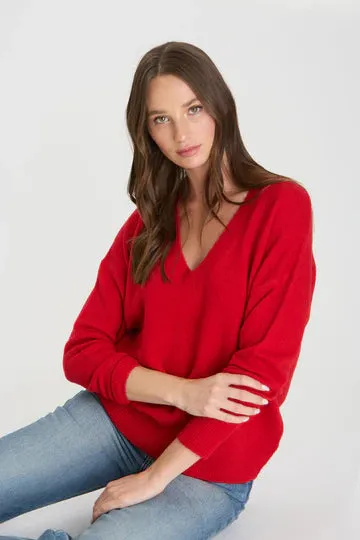 Lady In Red Vneck Sweater