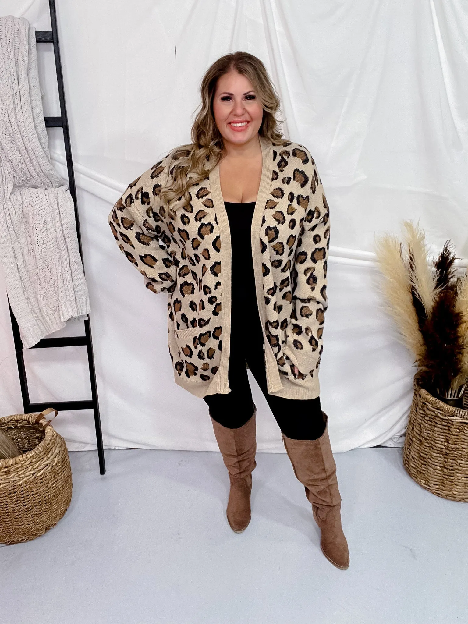 Leopard Print Open Sweater Cardigan