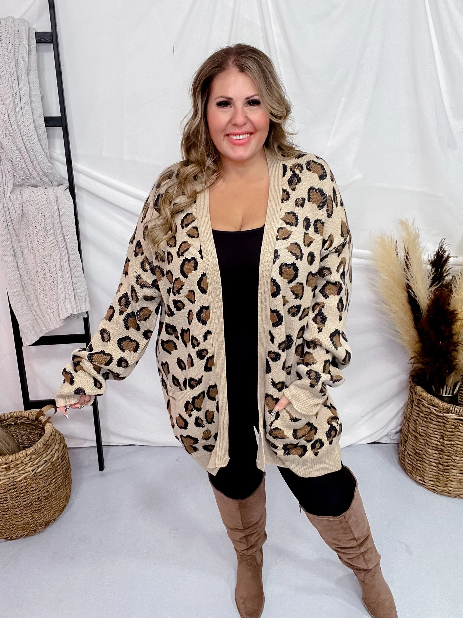 Leopard Print Open Sweater Cardigan