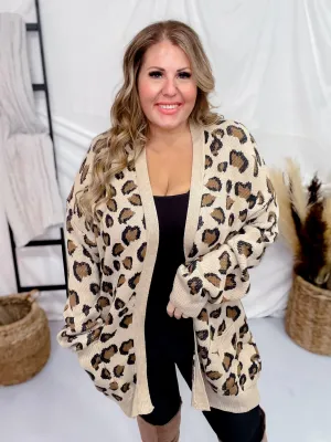 Leopard Print Open Sweater Cardigan