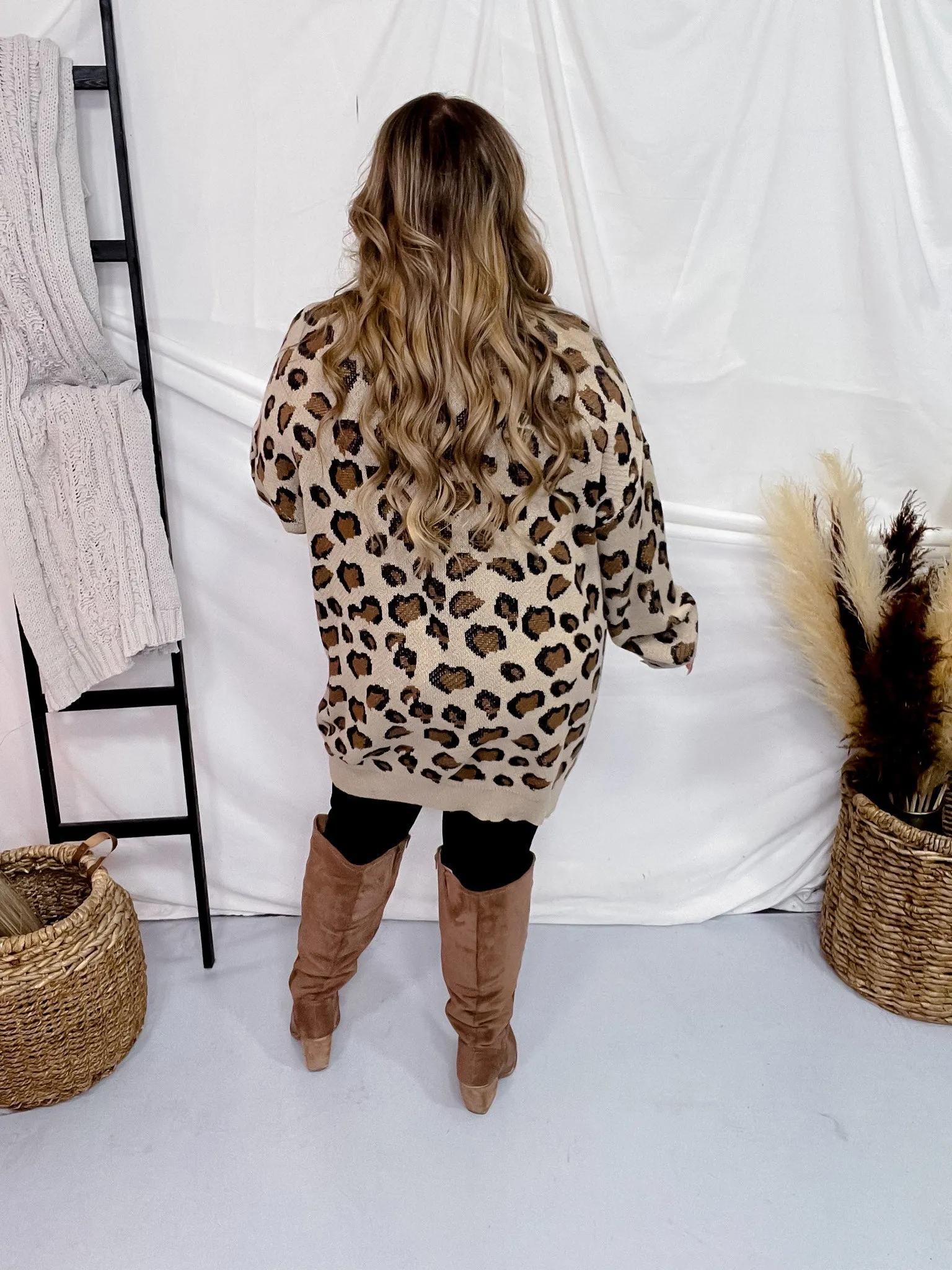 Leopard Print Open Sweater Cardigan