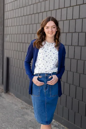 Lightweight Navy Basic Cardigan