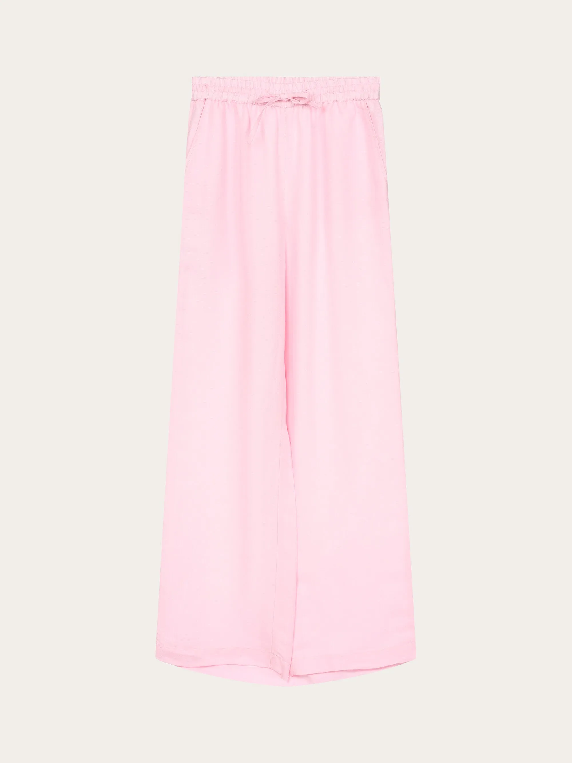 Linen Mix Elastic Waist Pants - Parfait Pink